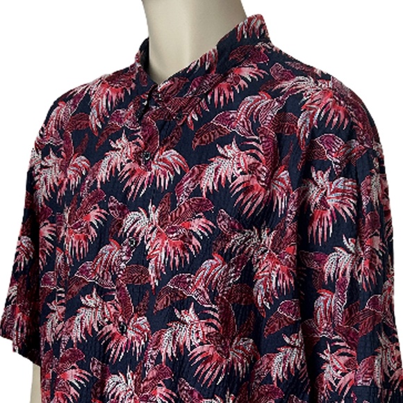 Tommy Bahama Hawaiian Shirt Fenu Fronds Tiki Camp Textured Cotton Floral Pattern - Picture 4 of 12